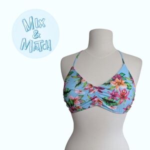 NWOT Crossback Bikini Top With Tropical Floral Print Size Small